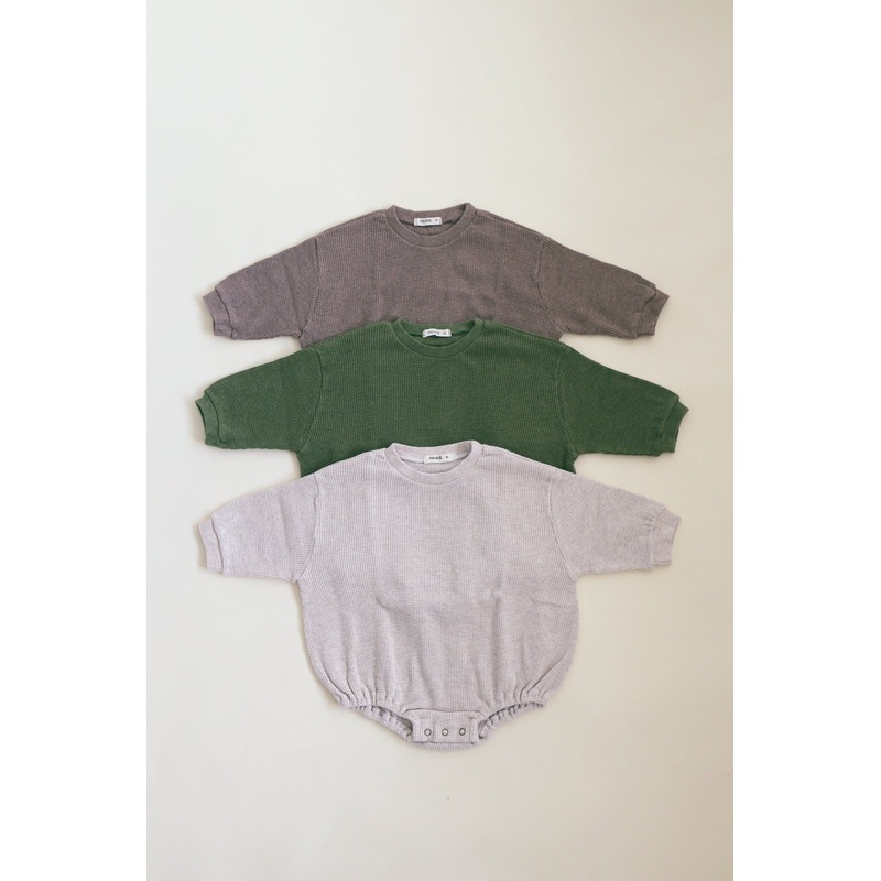 Waffle Bubble Onesie|3-6 Months|6-12 Months|12-18 Months|Oat|Chocolate Brown|Black