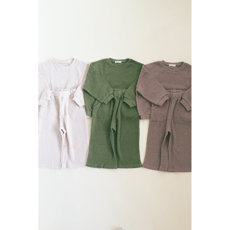 Waffle Flare Two Piece Set|Oat|Chocolate Brown|Black|1-2T|2-3T|3-4Y|5-6Y|6-7Y