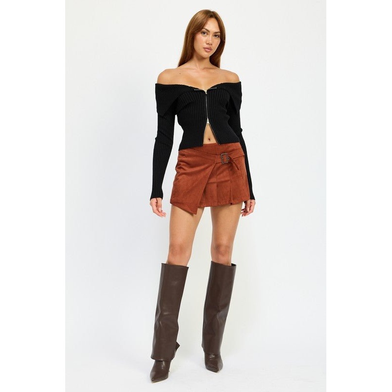 WRAPPED BUCKLE BELT MINI SKIRT