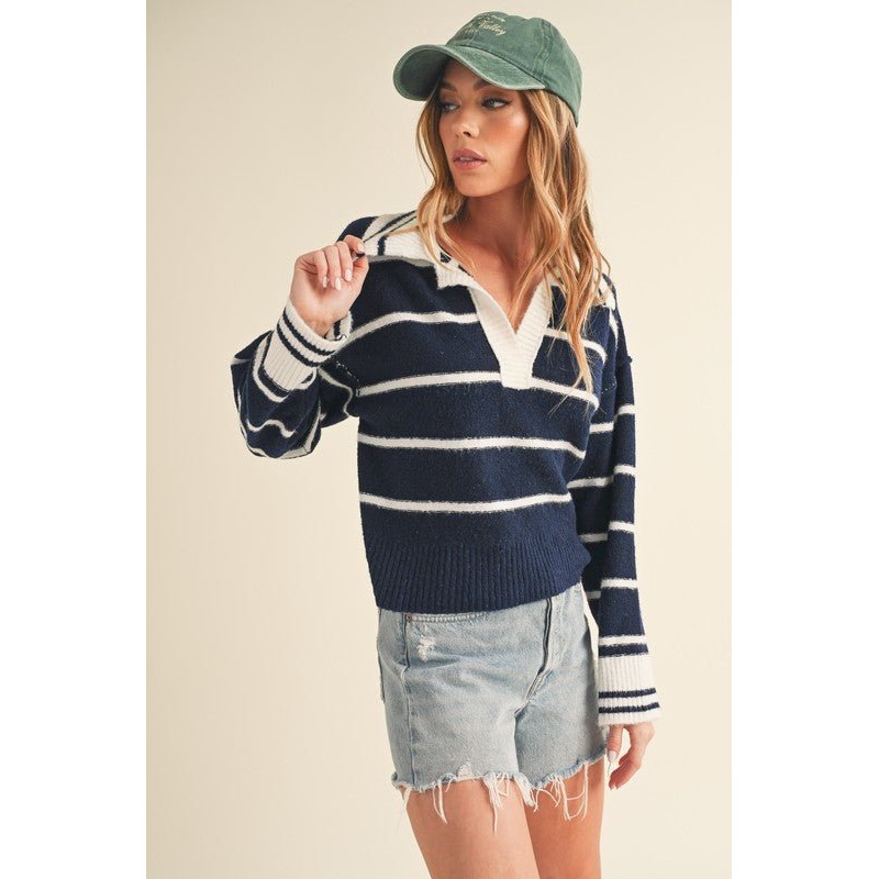 Felia Sweater|NAVY/WHITE|S