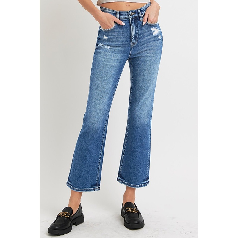Full Size Tummy Control High Rise Crop Bootcut Jeans