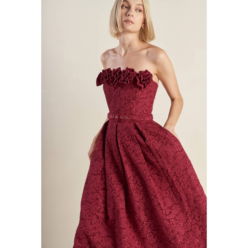 GLORIOUS SHINE WOVEN MIDI DRESS