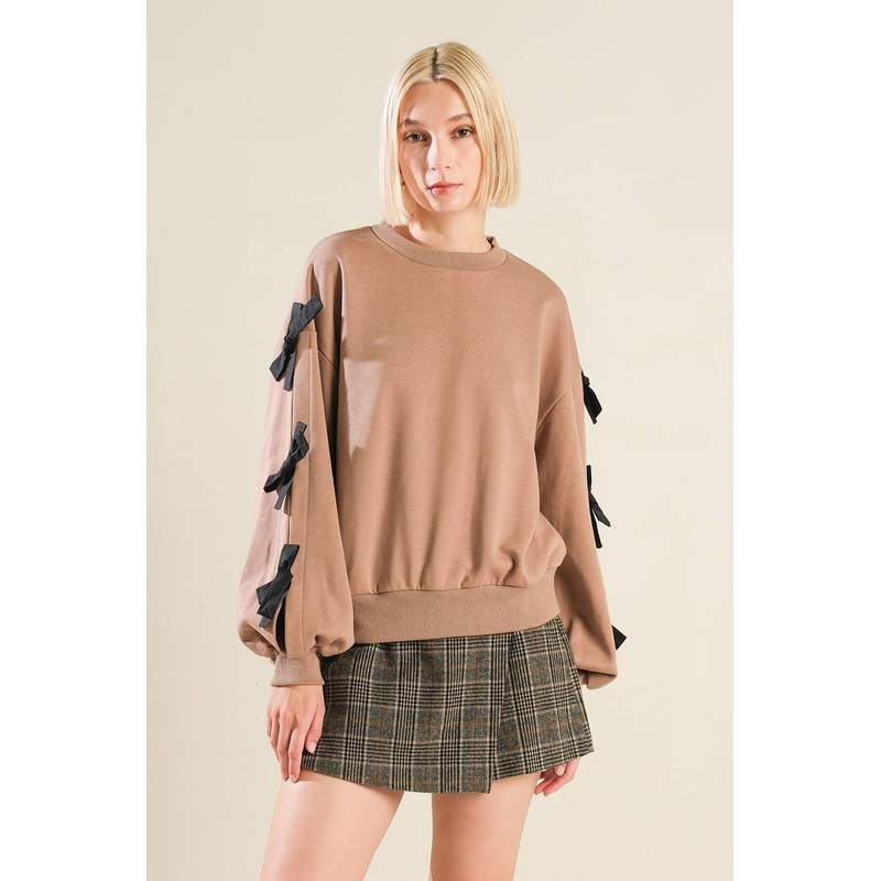 LOVE SO AMAZING SWEATER TOP|H.GREY/BLACK|TAUPE/BLACK|S|M|L