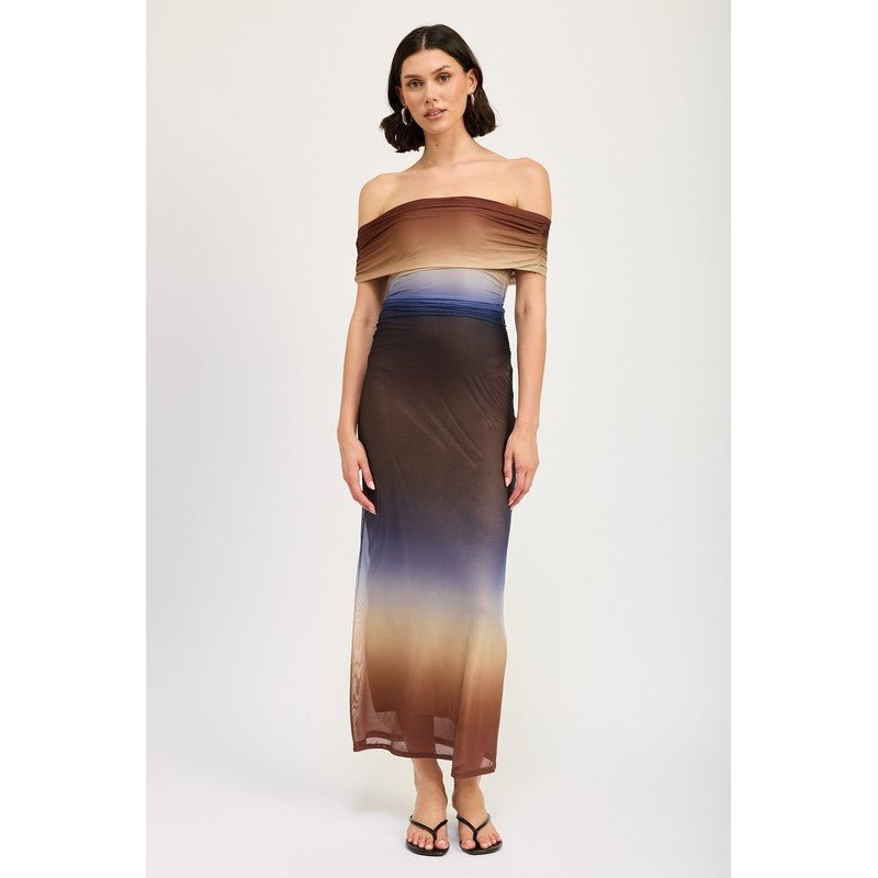 OFF SHOULDER OMBRE MIDI DRESS|NAVY OMBRE|S|M|L