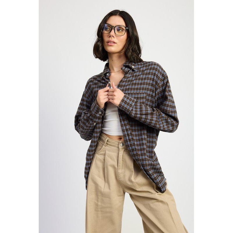 OVERSIZED PLAID SHIRT|BLUE COMBO|S|M|L