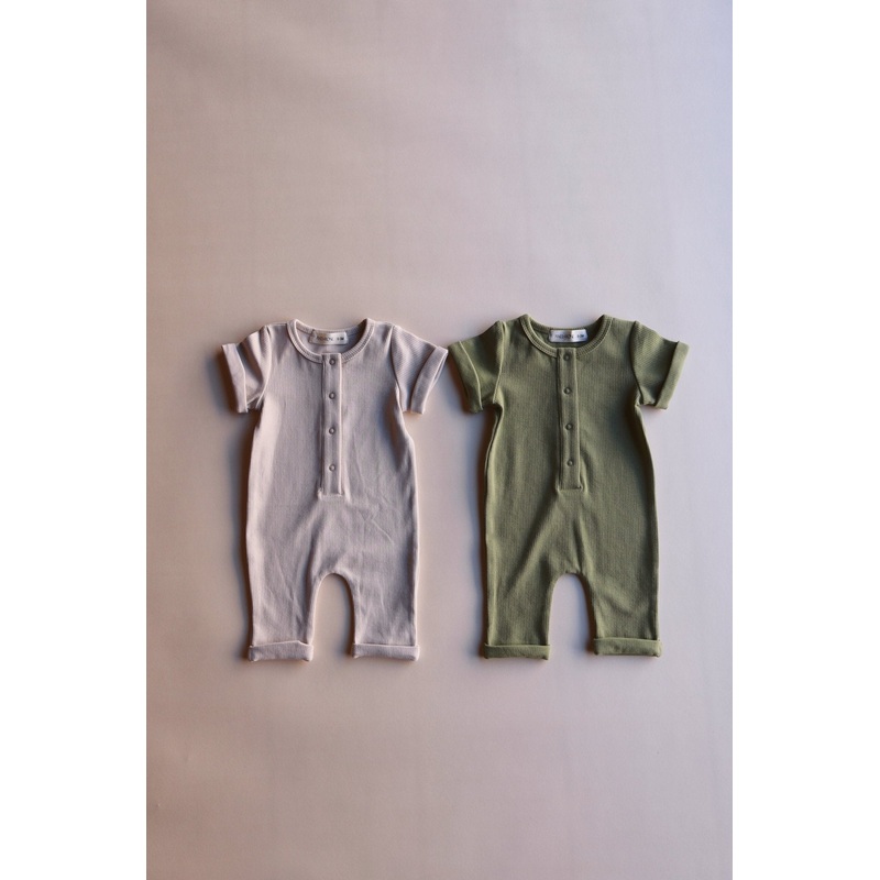 Ribbed Button Jumpsuit|NB|0-3M|3-6M|6-12M|1-2T|2-3T|3-4Y|4-5Y|6-7Y|7-8Y|Green|Beige
