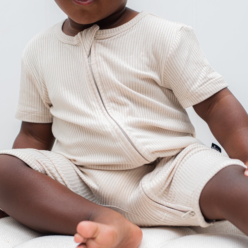 SHORTIE ZIP ROMPER – Clay Ribbed