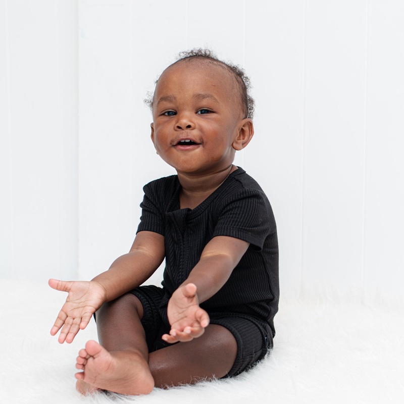 SHORTIE ZIP ROMPER – Midnight Ribbed