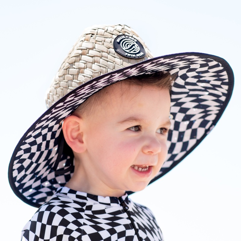 Straw Hat- Black Dizzy Check|S-infant/toddler|M-kid|L-adult
