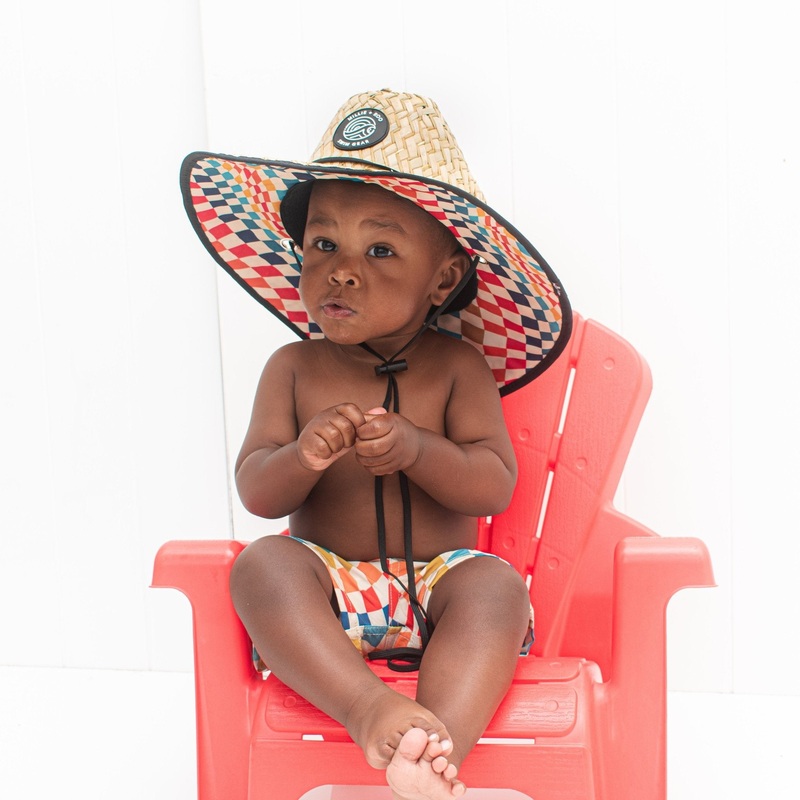 Straw Hat- Groovy Check|S-infant/toddler|M-kid|L-adult
