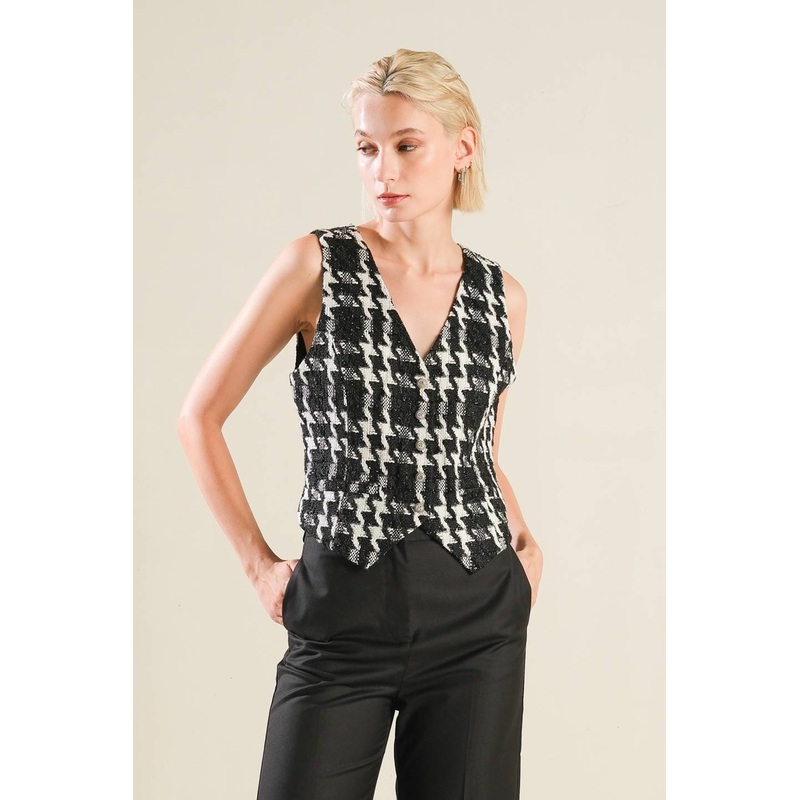 WHEN I’M WITH YOU TWEED VEST|BLACK MULTI|S|M|L