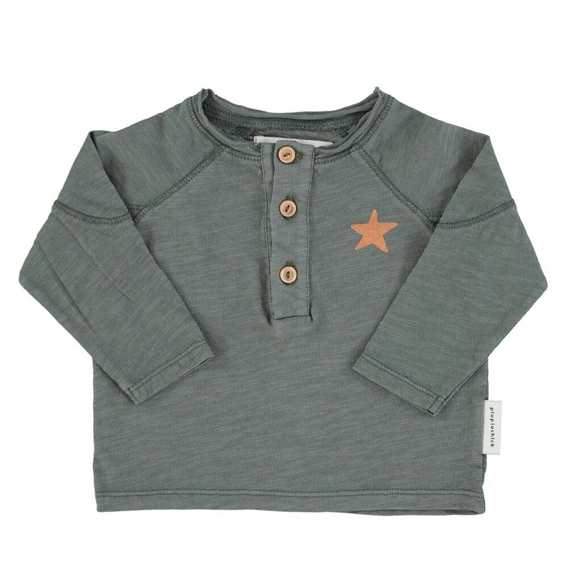 Baby Logo Long Sleeve – Dark Green w/ Camel Logo Print