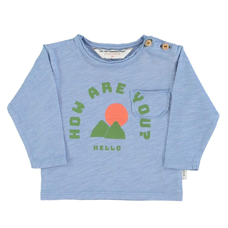 Baby Long Sleeve – Blue with How are you? Print