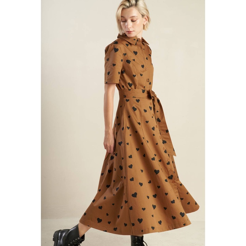 READY TO GO WOVEN MIDI DRESS|RUST/BLACK|S|M|L