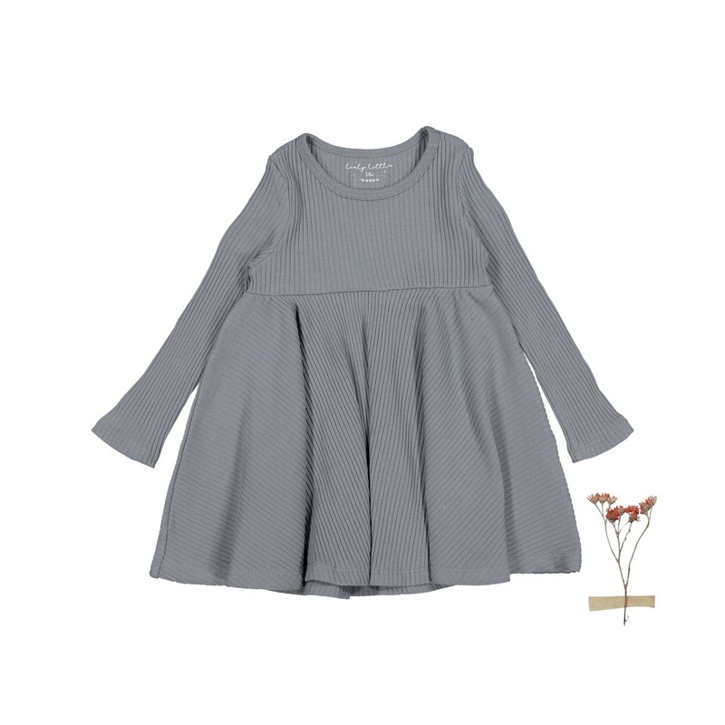 The Long Sleeve Dress – Slate|18m|24m|36m|4y|6y|8y