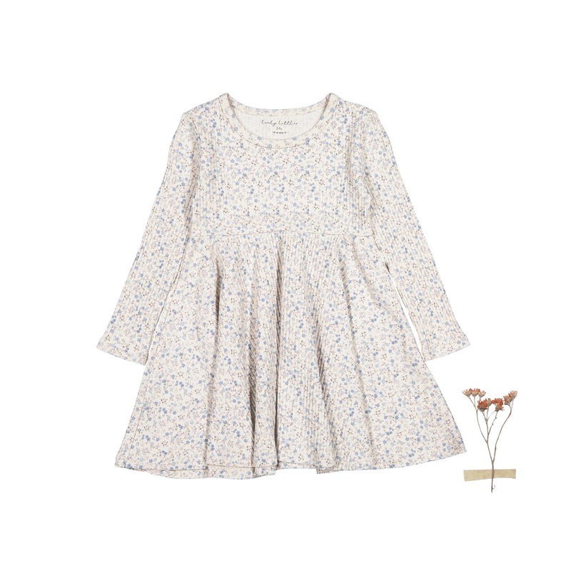 The Printed Long Sleeve Dress – Dusty Blue Floral
