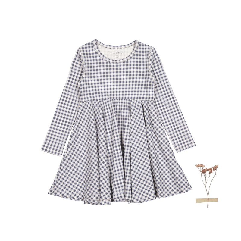 The Printed Long Sleeve Dress – Steel Gingham