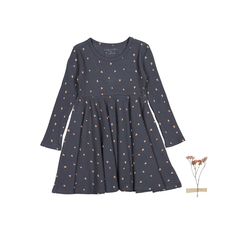 The Printed Long Sleeve Dress – Steel Mushroom