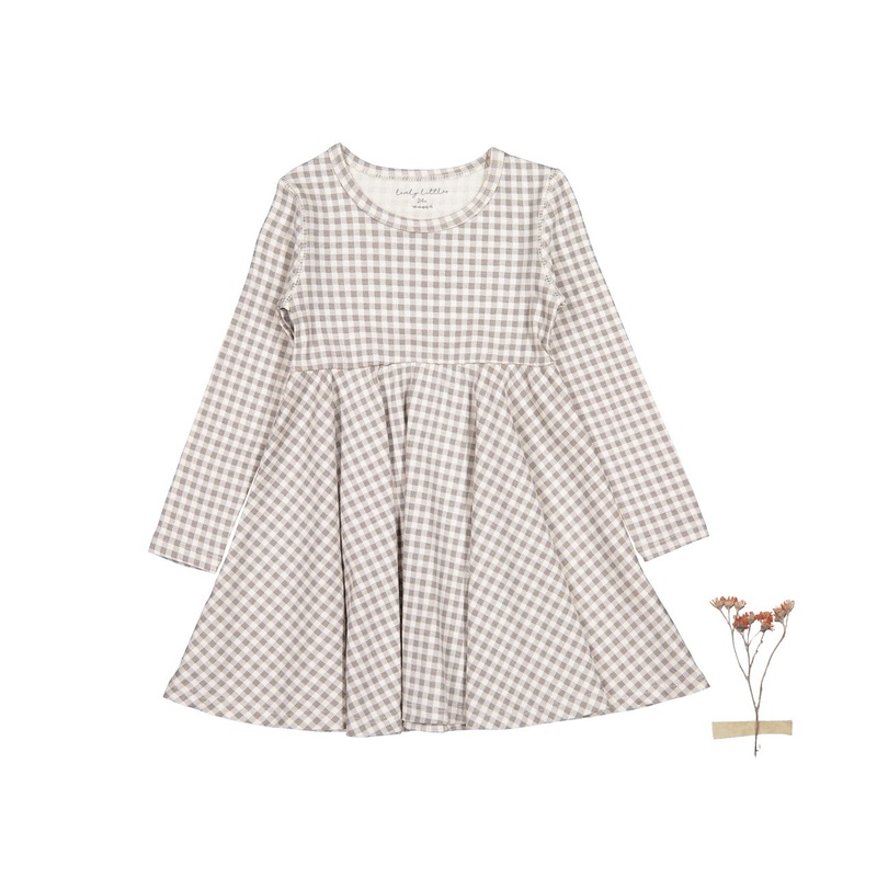 The Printed Long Sleeve Dress – Taupe Gingham