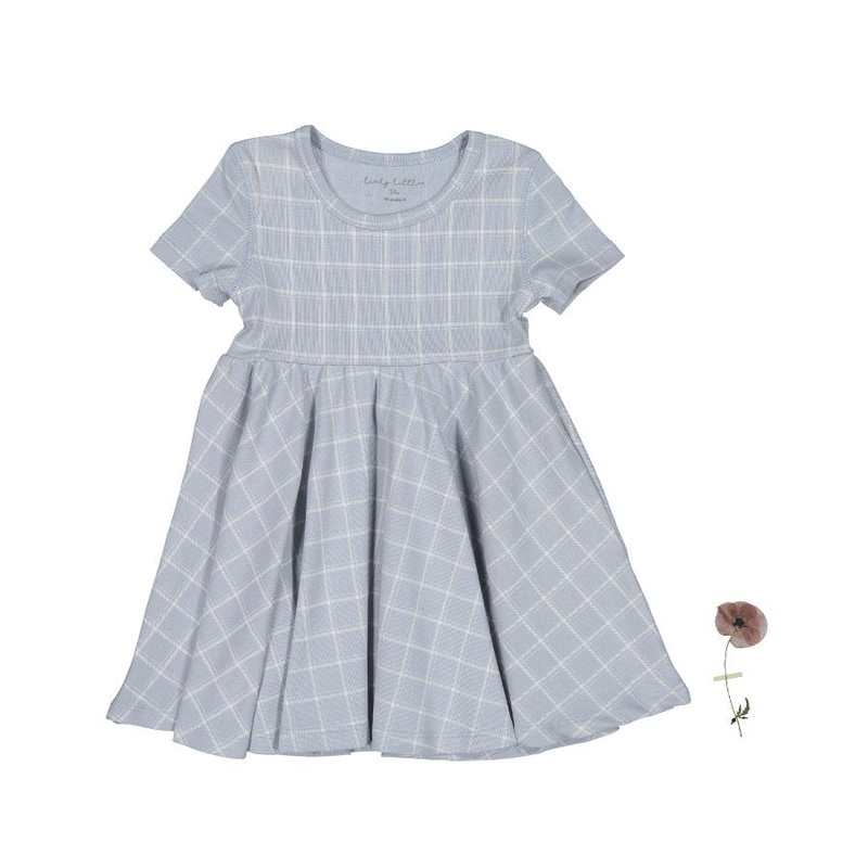 The Printed Short Sleeve Dress – Blue Grid