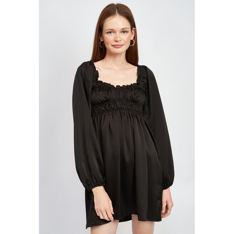 BABY DOLL MINI DRESS WITH RUFFLE DETAIL