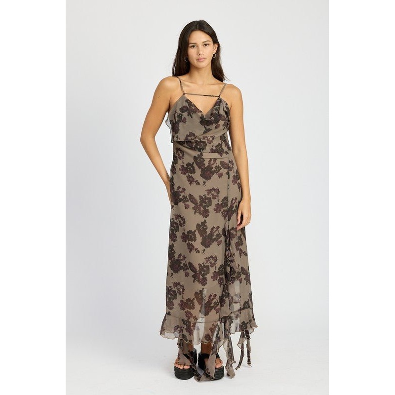 FLORAL RUFFLE MAXI DRESS|PLUM FLORAL|S|M|L