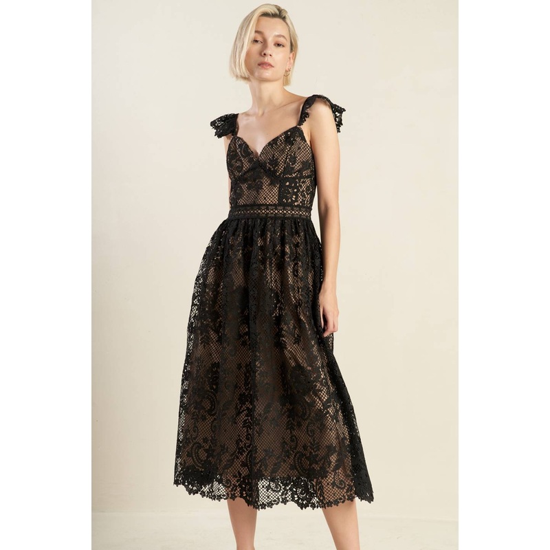 KNOW YOU BETTER WOVEN LACE MIDI DRESS