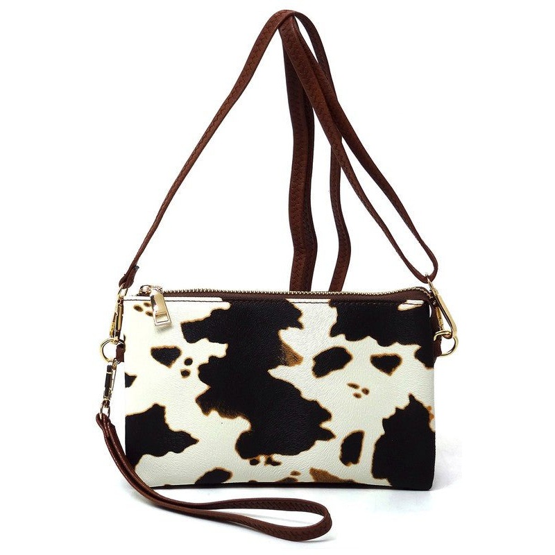 Leopard Cow Flower Crossbody Bag Clutch Wristlet