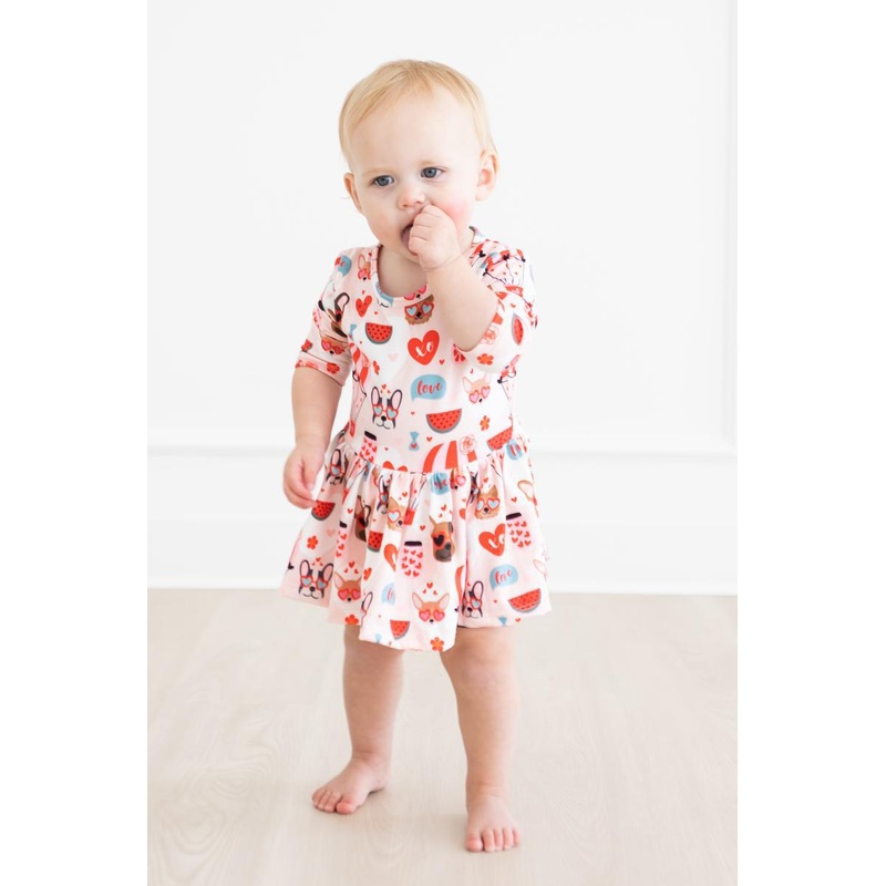 Puppy Love 3/4 Sleeve Twirl Bodysuit
