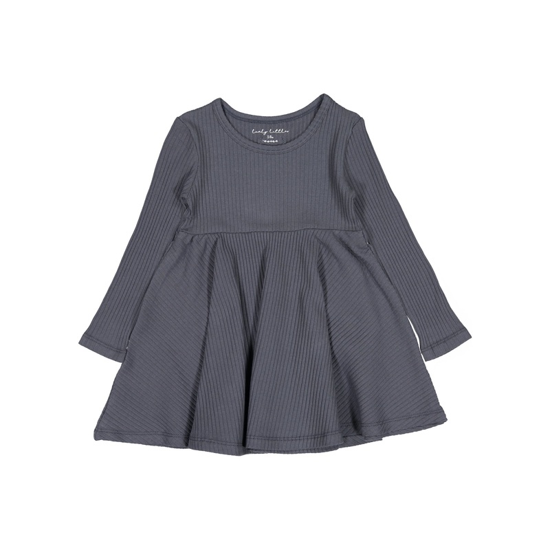 The Long Sleeve Dress – Steel|18m|24m|36m|4y|6y|8y