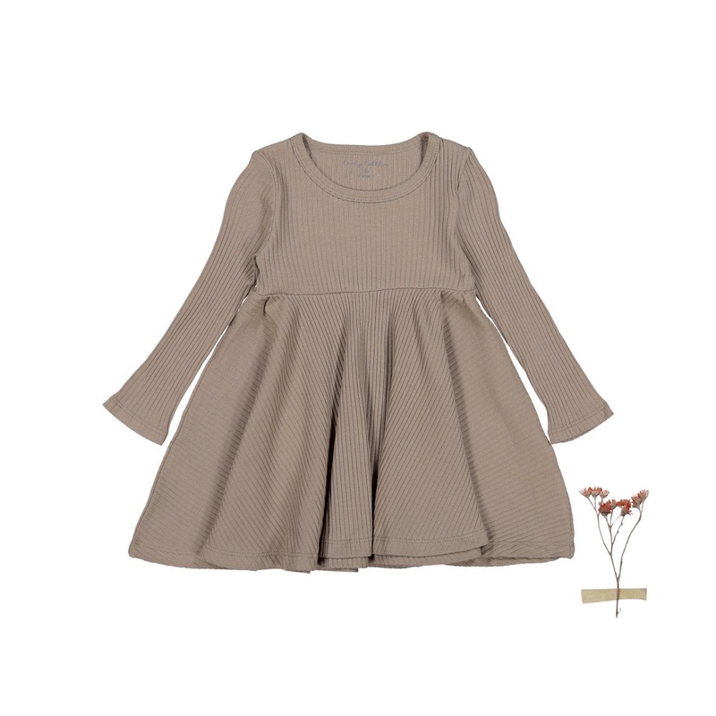 The Long Sleeve Dress – Taupe|18m|24m|36m|4y|6y|8y