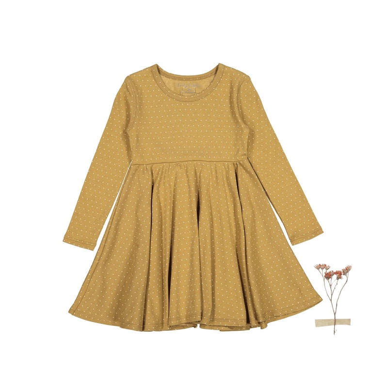 The Printed Long Sleeve Dress – Golden Dot