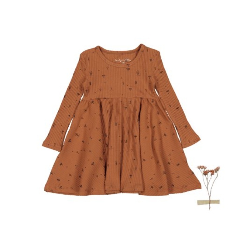 The Printed Long Sleeve Dress – Mushroom