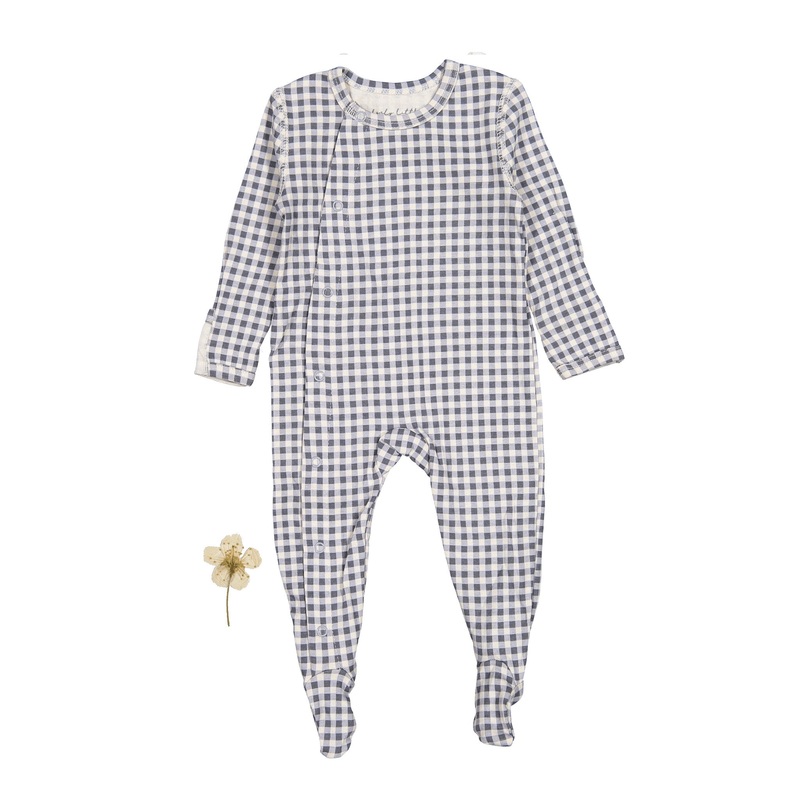 The Printed Snap Romper – Steel Gingham