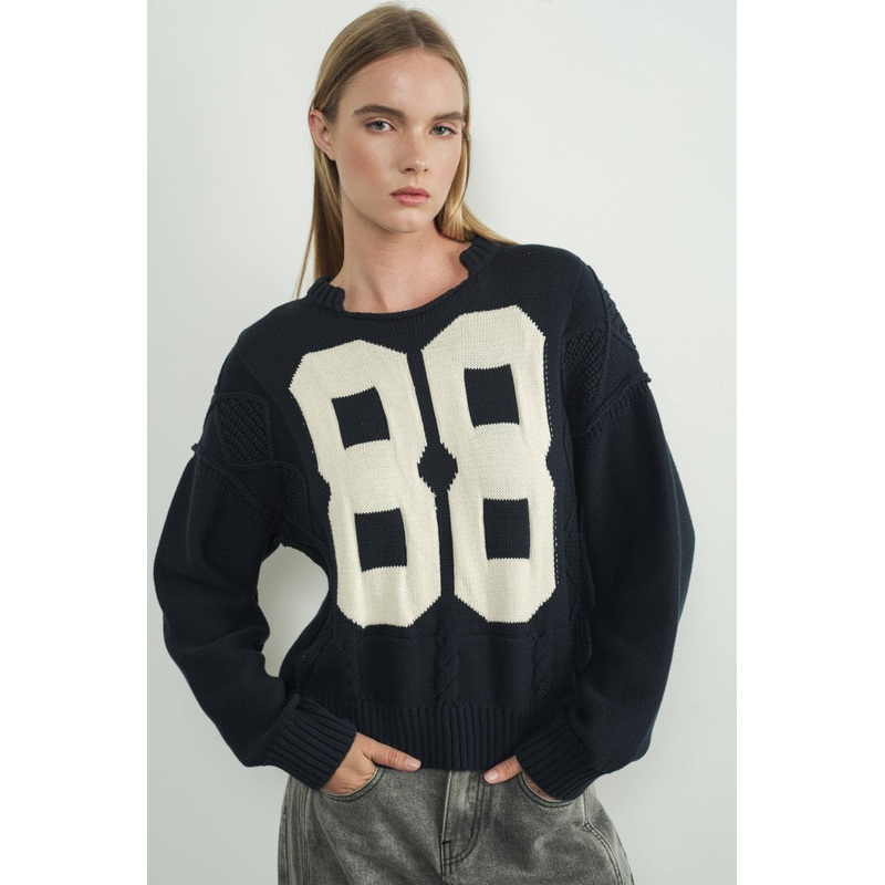 88 NUMBER SWEATER|S|M|L|NAVY