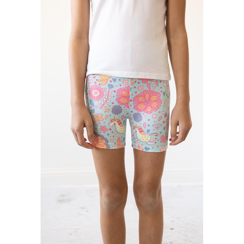 Blue Retro Unicorns Twirl Shorts