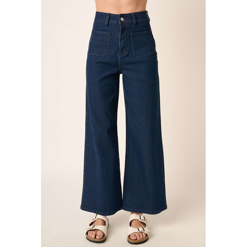 High Waist Wide Leg Jeans|Indigo|S|M|L