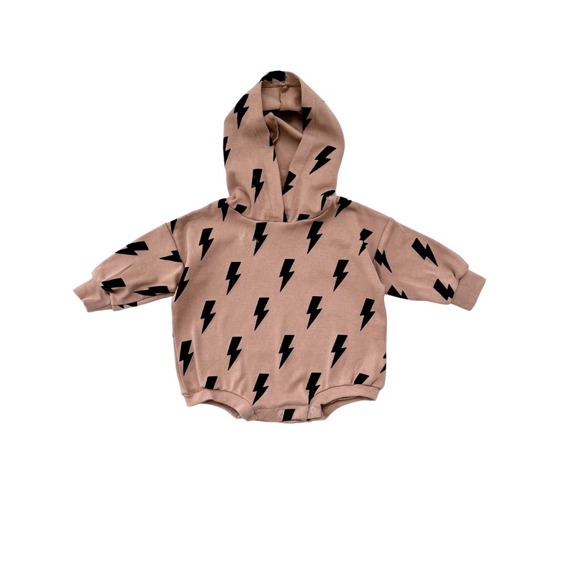 Hooded Bubble Romper  | Mocha Bolts