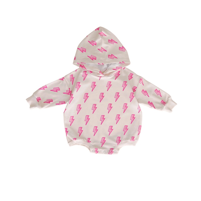 Hooded Bubble Romper | Pink Bolts