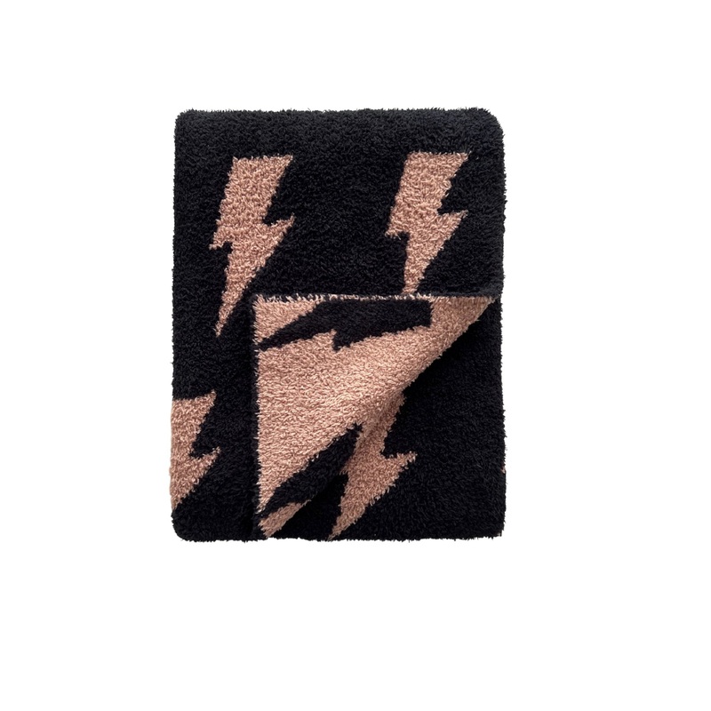 Lightning Bolt Fuzzy Blanket | Mocha