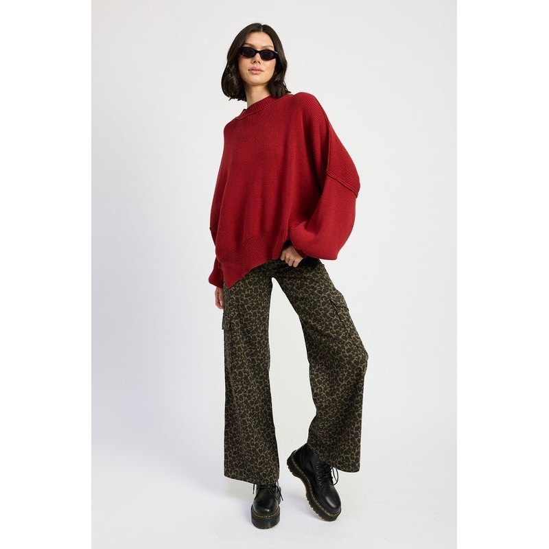 MID RISE WIDE LEG CARGO PANTS|GREY LEOPARD|S|M|L