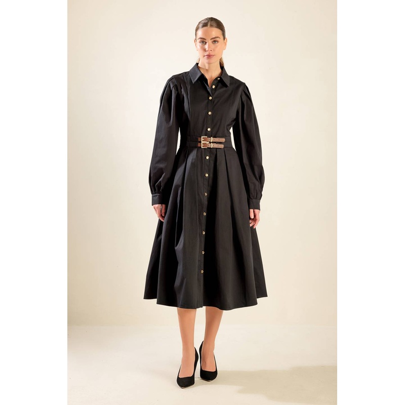 MIDNIGHT MASQUERADE WOVEN MIDI DRESS