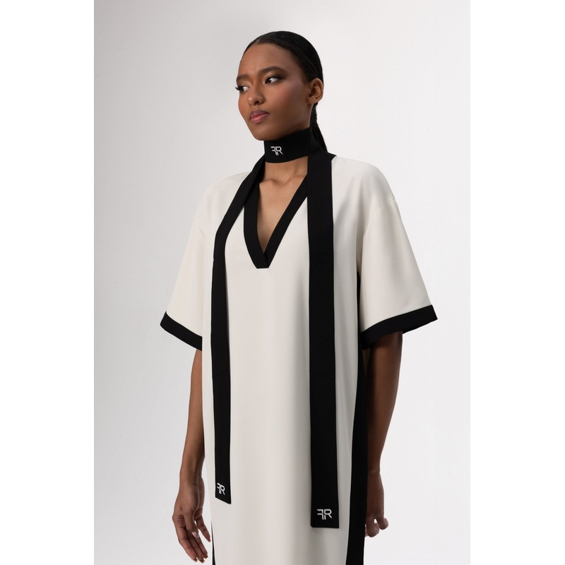 Milk Color V-Neck Dress|XS-S|M-L|XL-XXL