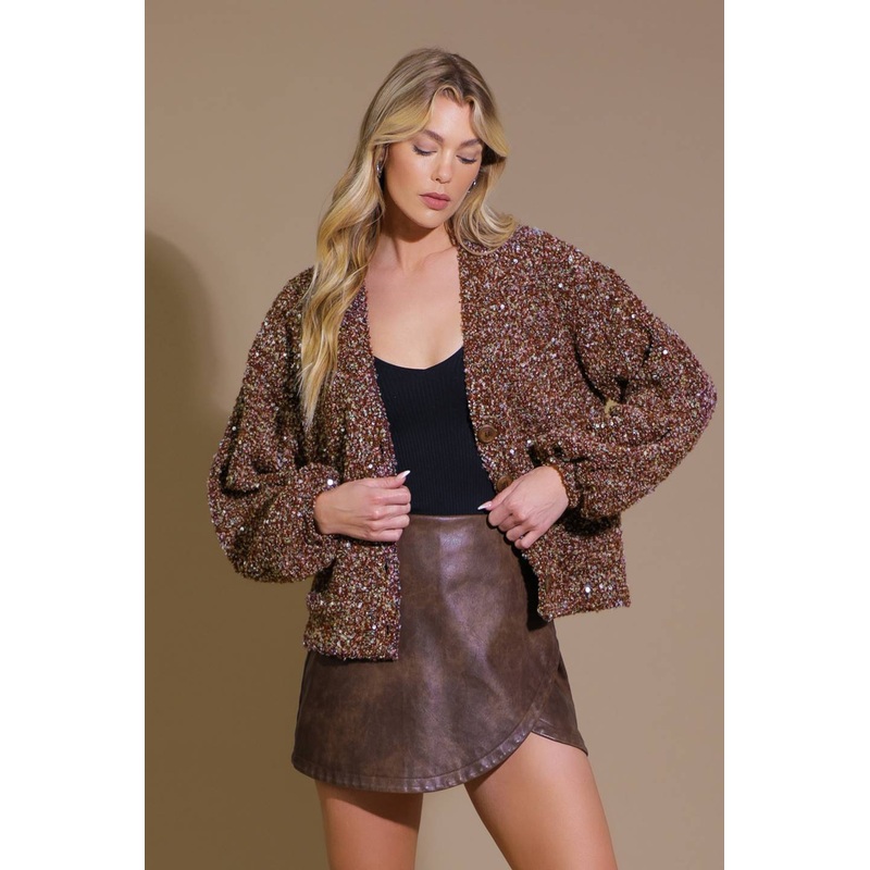 STARLIT PATHWAYS SEQUIN EMBELLISHED CARDIGAN