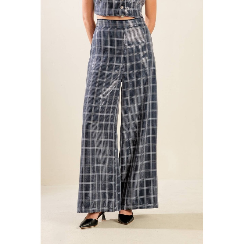 TRAVELING FAR NAVY SEQUIN PANTS