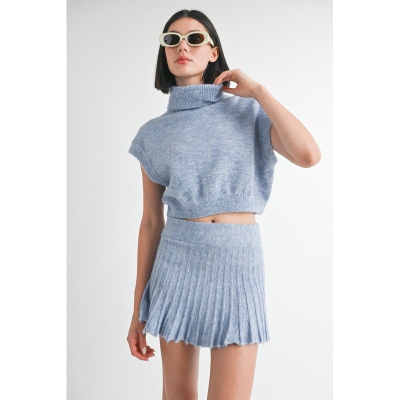 TURTLE NECK CAP SLEEVE TOP|CHARCOAL|CREAM|DUSTY BLUE|SAND|S|M|L
