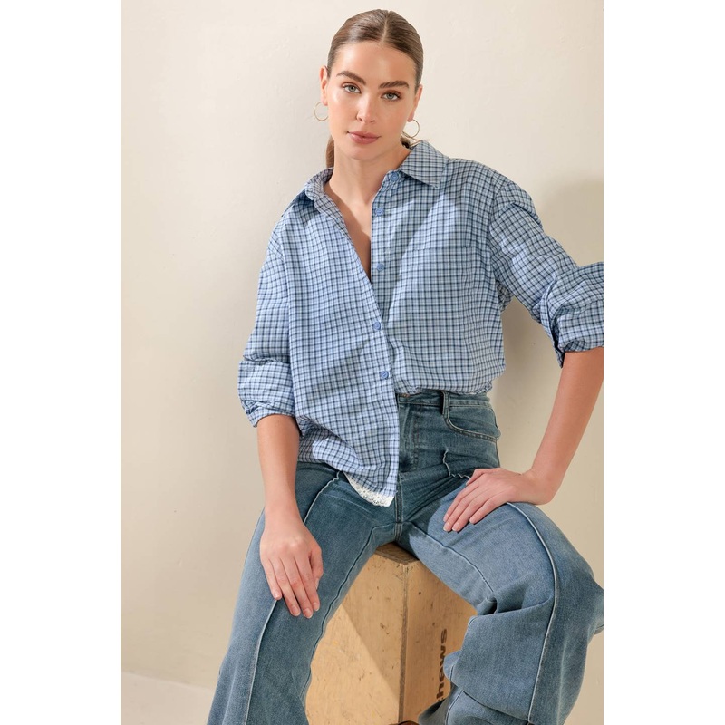 AWAITING LOVE WOVEN TOP|BLUE|TAUPE|S|M|L