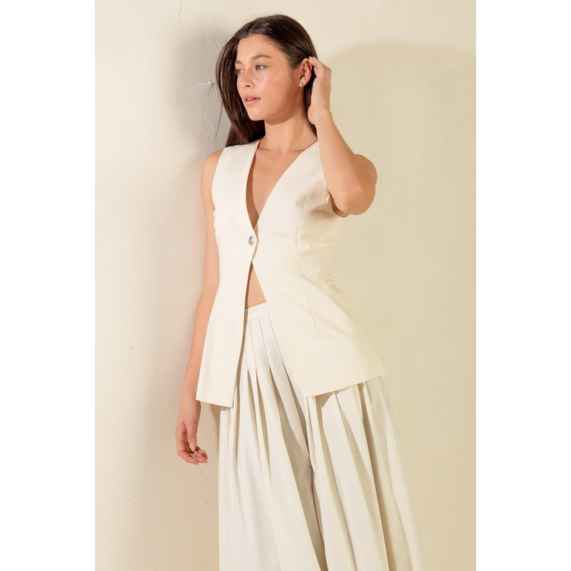 FLEETING FAUNA WOVEN VEST|CREAM|SAND|S|M|L