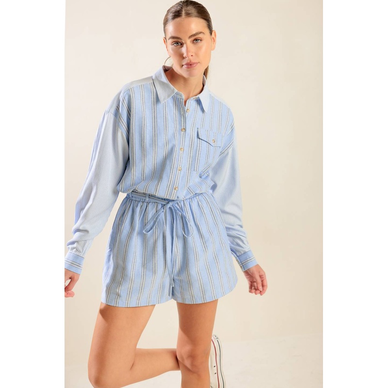 HOLD ME CLOSE WOVEN ROMPER|BLUE MULTI|S|M|L