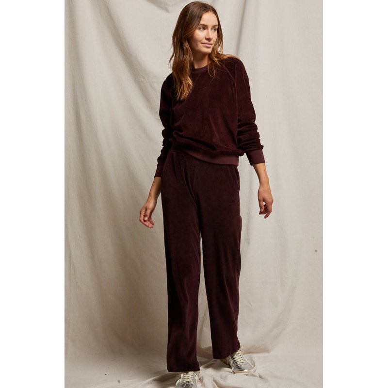 Holly Velour Wide Leg In Blackberry